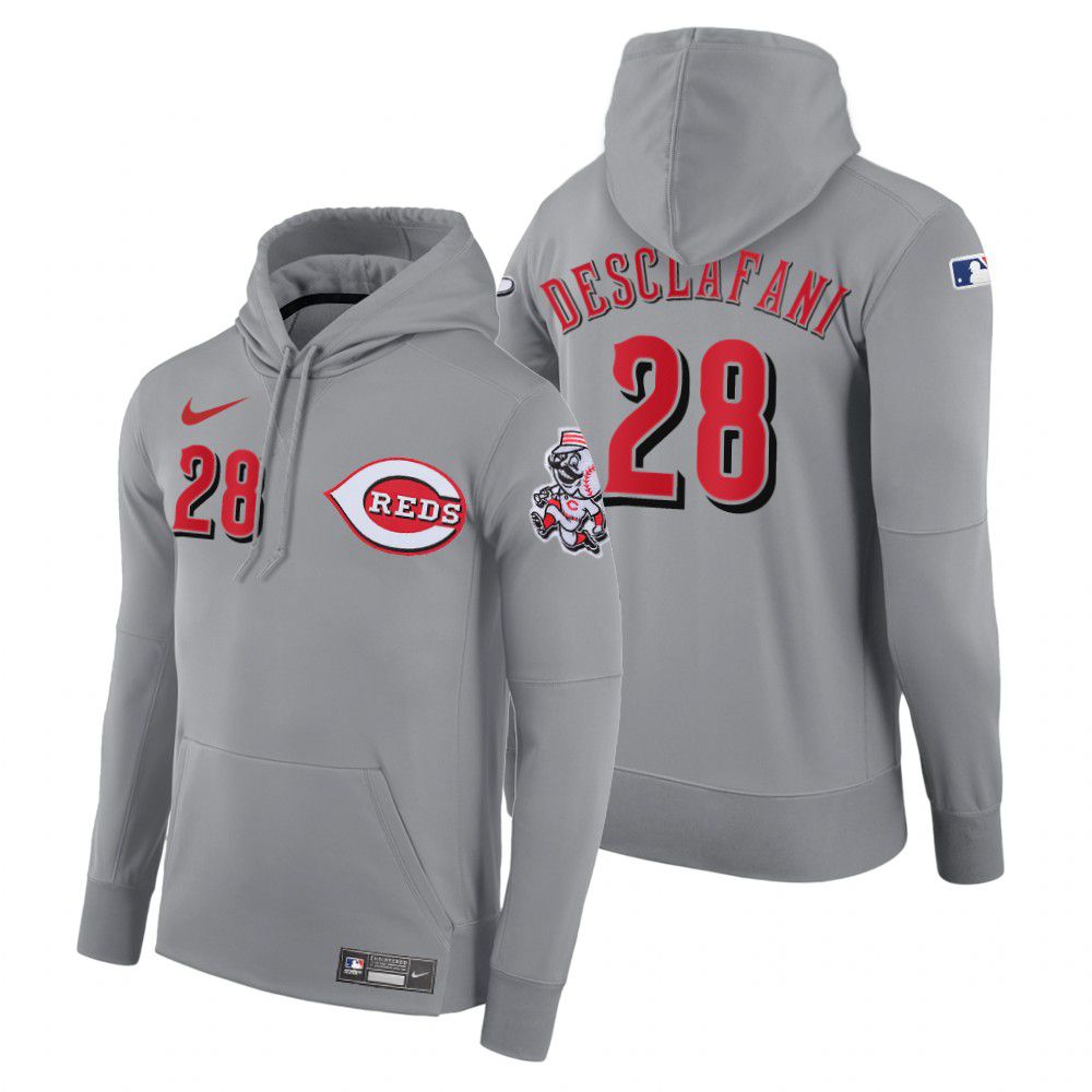 Men Cincinnati Reds #28 Desclafani gray road hoodie 2021 MLB Nike Jerseys->cincinnati reds->MLB Jersey